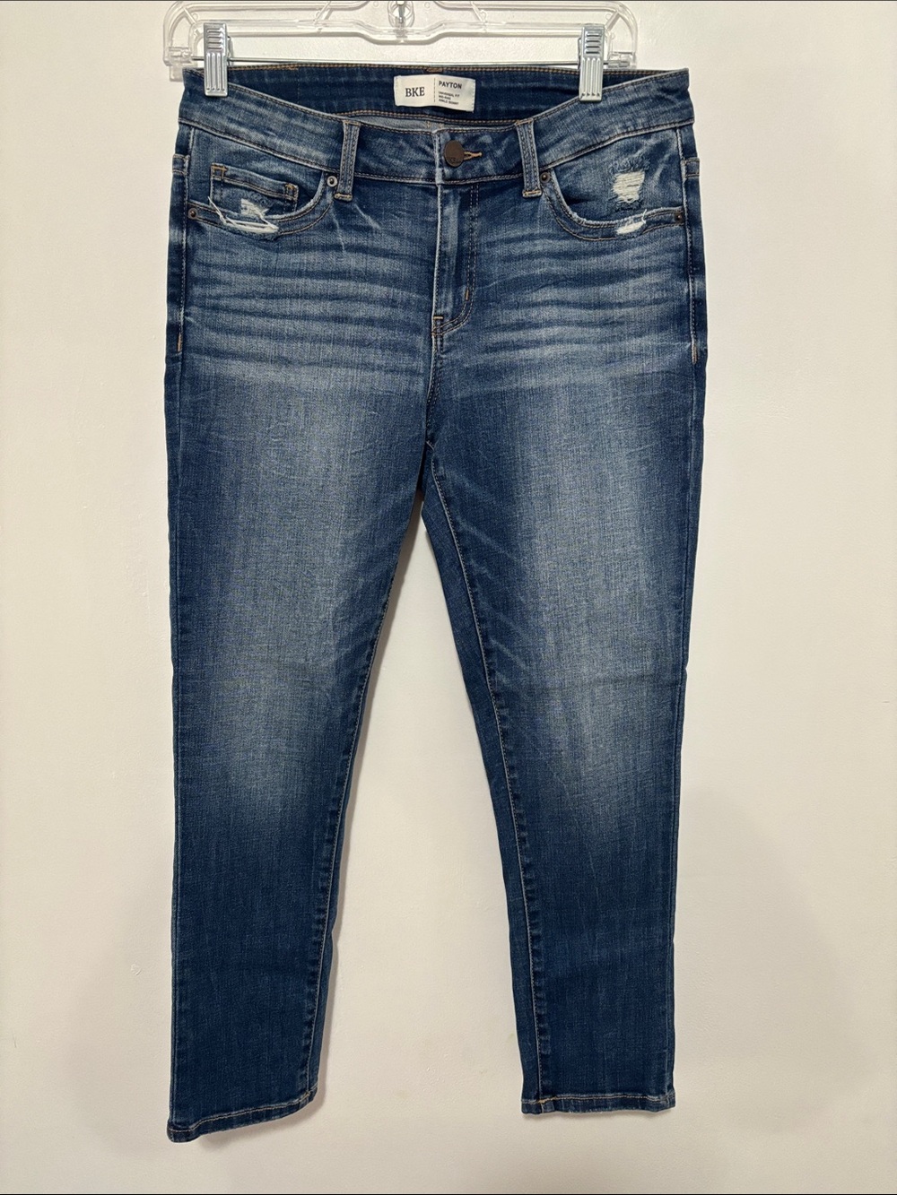 BKE Payton Mid Rise Ankle Skinny Jeans Distressed Medium Wash Size 27 x 25